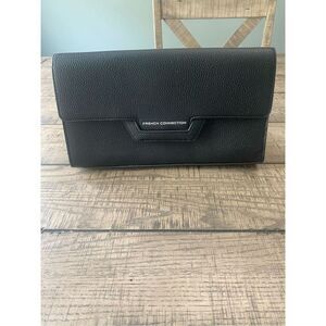 French Connection faux leather black clutch bag